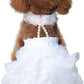 Dog Wedding Dress Bride Outfit with Pearl Necklace and Rose Pet Princess Formal Apparel for Puppy Cat (Large)