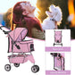 3 Wheels Pet Stroller Dog Stroller Cat Cage Jogger Stroller Cats Travel Folding Carrier Waterproof Puppy Stroller with Cup Holder & Removable Liner (Pink)