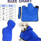 Microfiber Dog Bathrobe, Quick Drying Pet Bath Robe, Pets Super Absorbent Towel for Dogs and Cats, Machine Washable-Blue