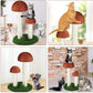 Cat Scratcher Mushroom Funny Kitten Double Scratching Sisal Posts Cat Training Toys for Kittens and Cats with Hanging Ball